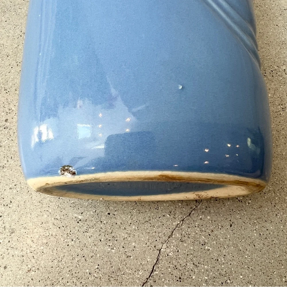 Vintage Drip Glaze Draped Deco Vase with Kintsugi Delphinium Blue Midcen… - Picture 9 of 9